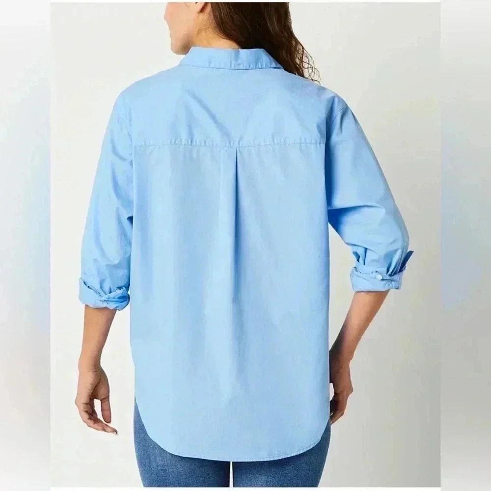 A.N.A oversized LS button up top - size XS blue - Picture 2 of 4